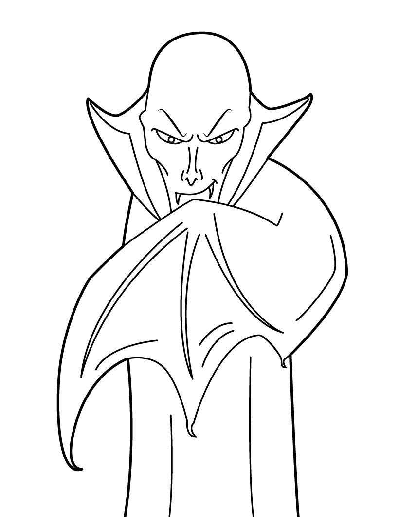 Coloriage Vampire Avec La Tête Chauve - Vampire à imprimer